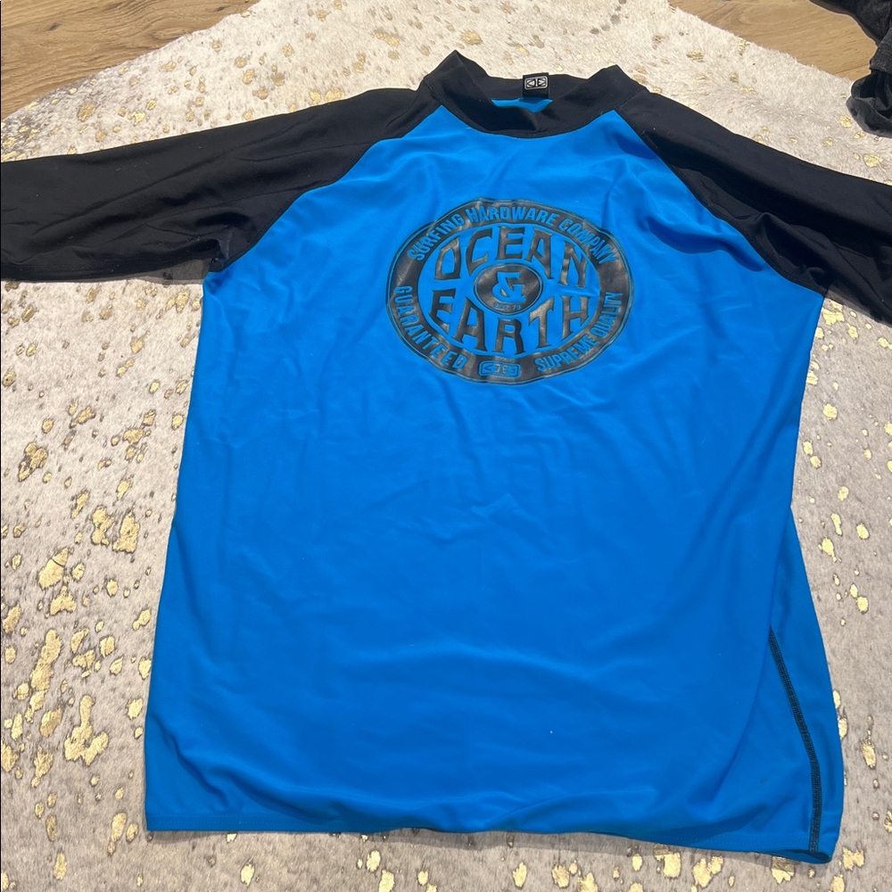 Blue and Black Men's Swim Rash Guard